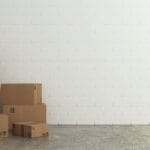 Cardboard moving boxes packed and taped for a long distance move